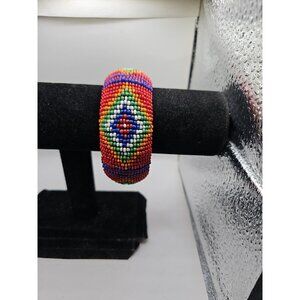 Bracelet Bangle Seed  Beads /orange/blue/green/white/RED/ CLOTH LINED